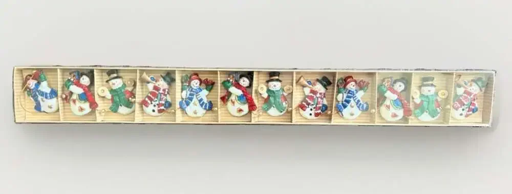 Holiday Home Snowman Christmas Garland 12 Piece Vtg Style Country Christmas Deco